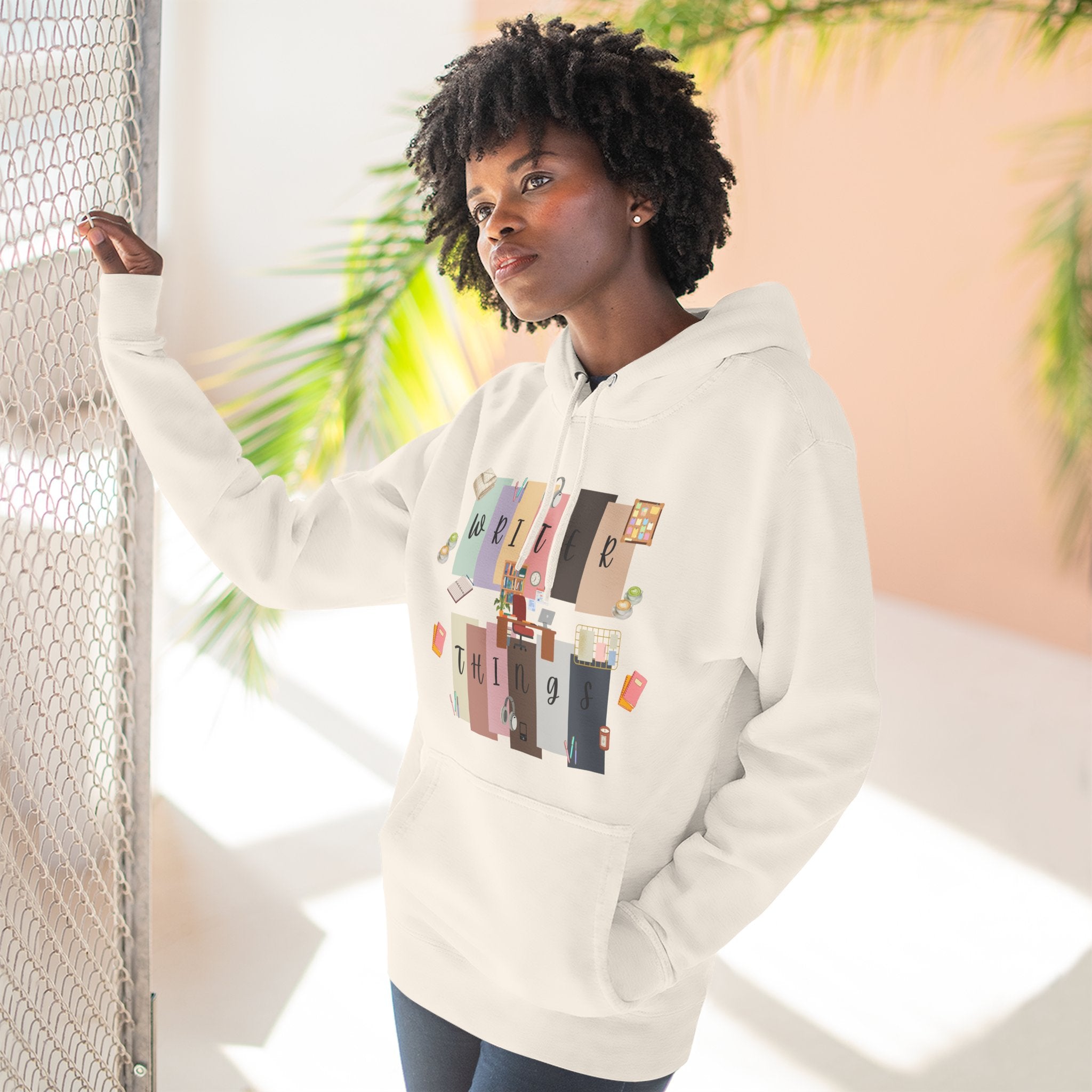 Writer Hoodie — Retro Collage Graphic "Writer Things" Comfort Pullover