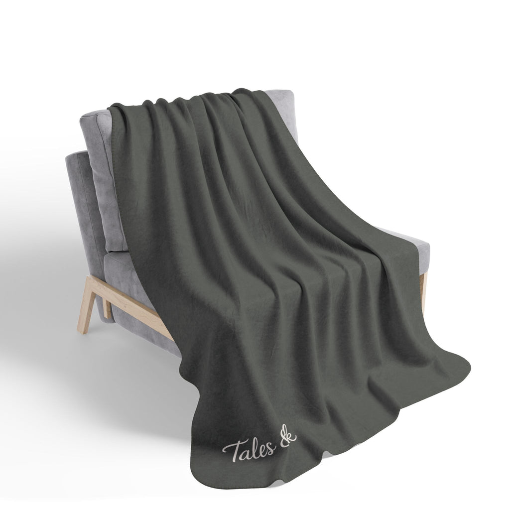 Copy of Sherpa Blanket – Soft Charcoal Fleece Cozy Throw (Tales & Ink Script)