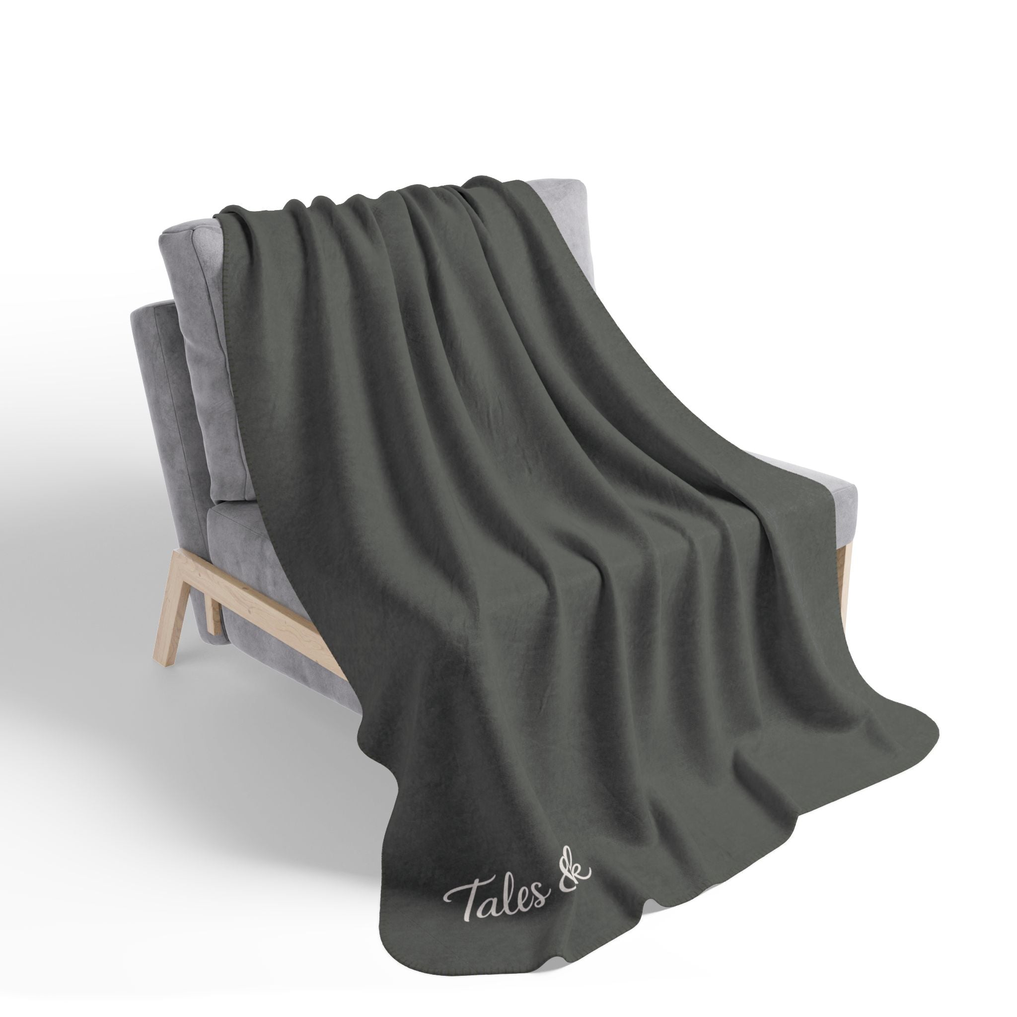 Copy of Sherpa Blanket – Soft Charcoal Fleece Cozy Throw (Tales & Ink Script)