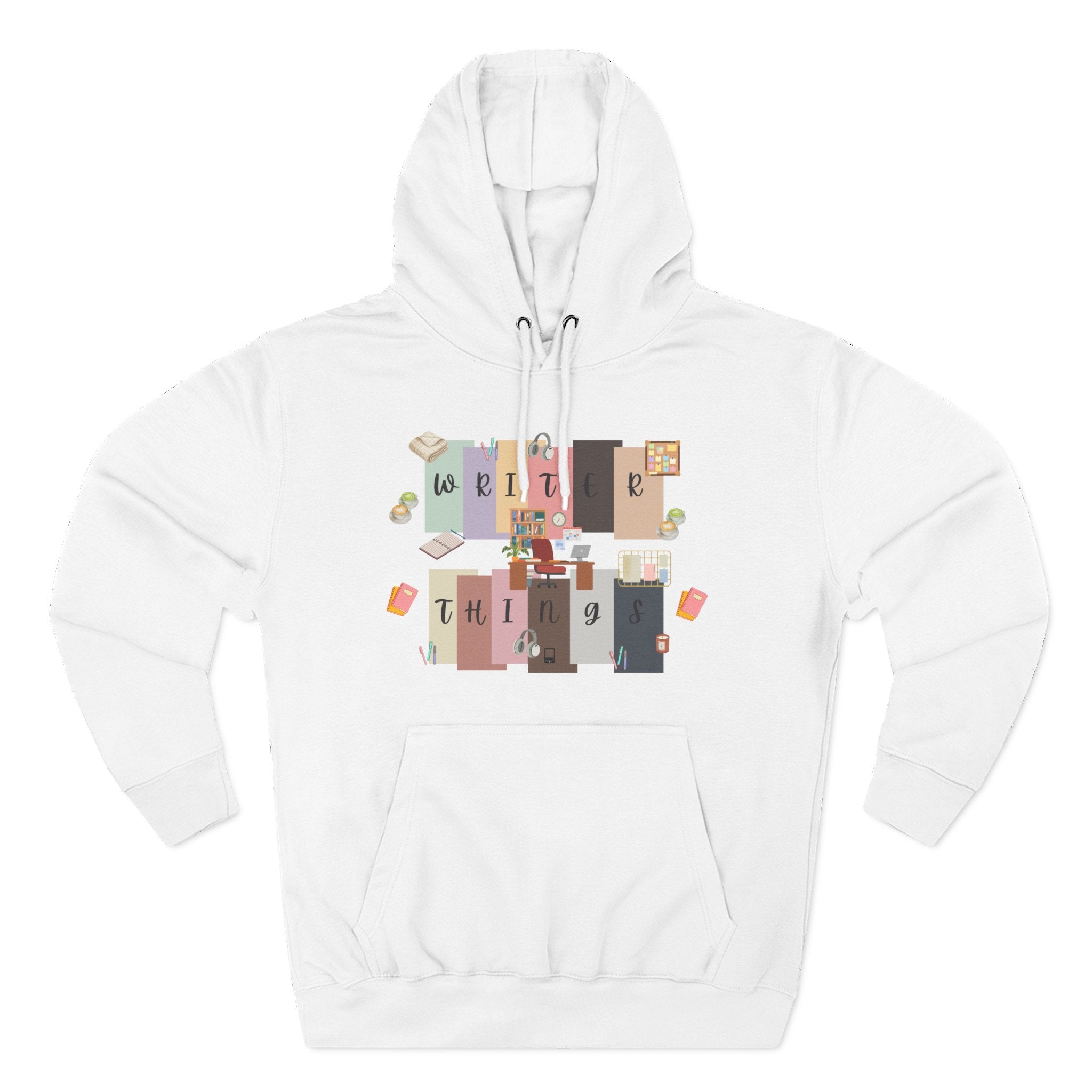 Writer Hoodie — Retro Collage Graphic "Writer Things" Comfort Pullover