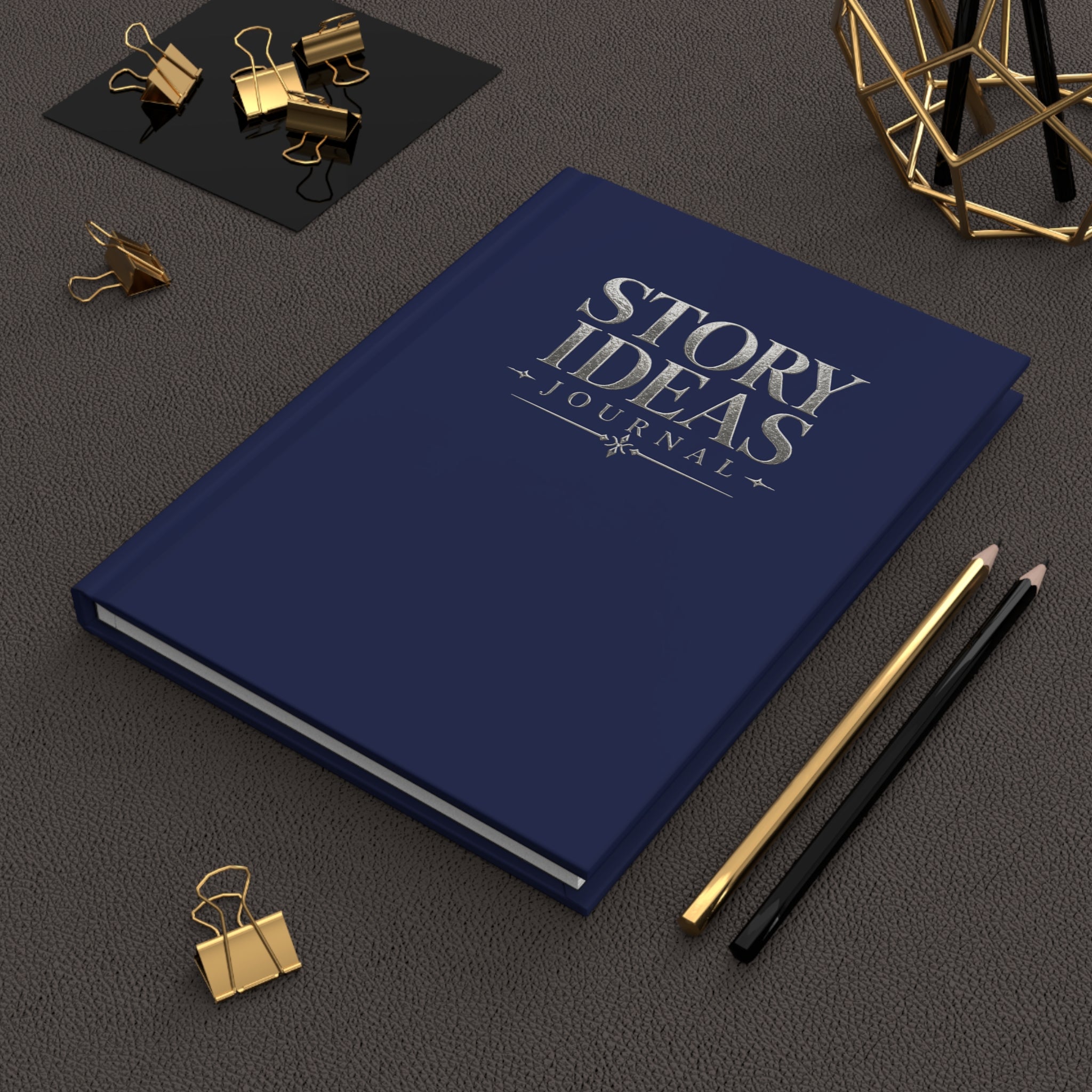 Story Ideas Hardcover Journal — Writer’s Notebook with Quill & Candle Illustration
