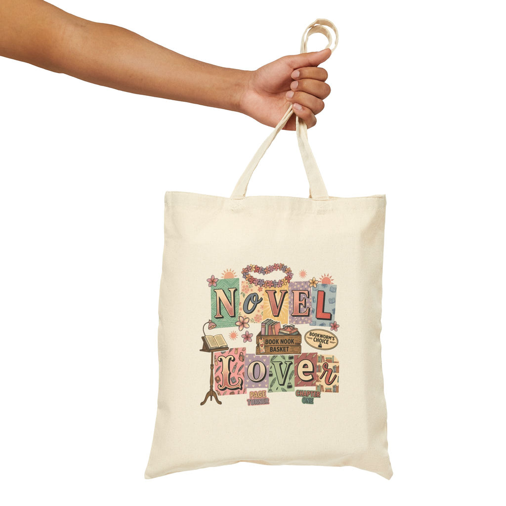 Novel Lover Tote Bag — Vintage Bookworm Cotton Canvas Book Tote