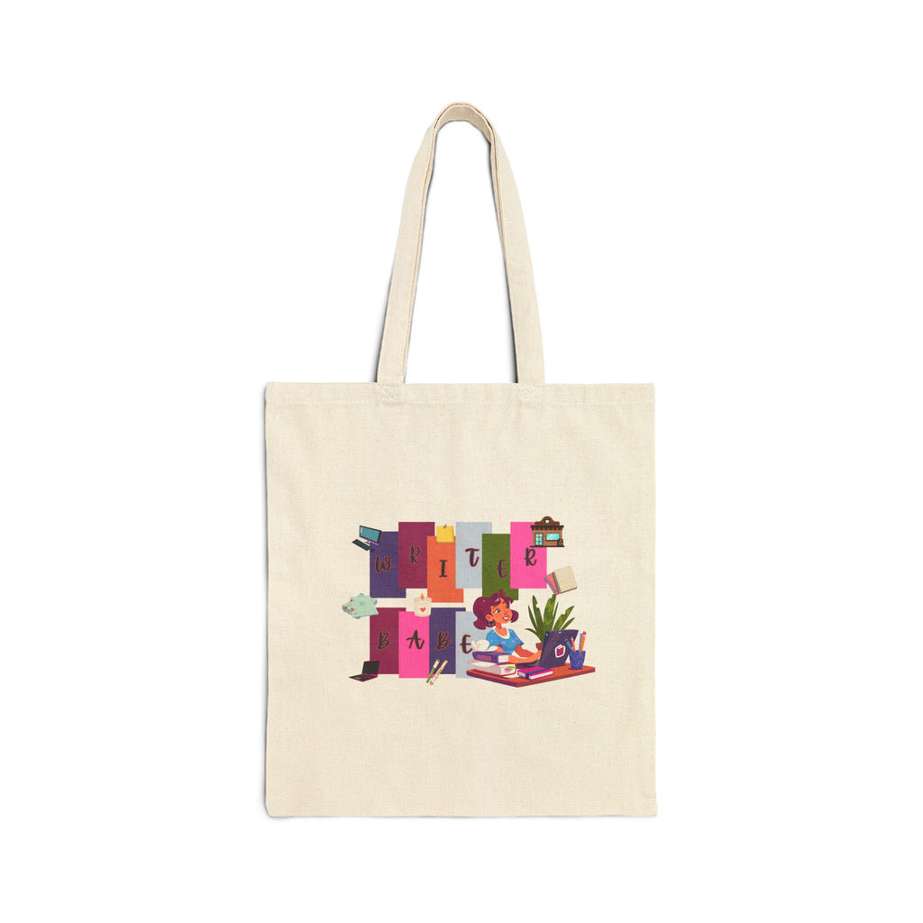 Writer Babe Canvas Tote Bag — Colorful Writing Nook Illustration