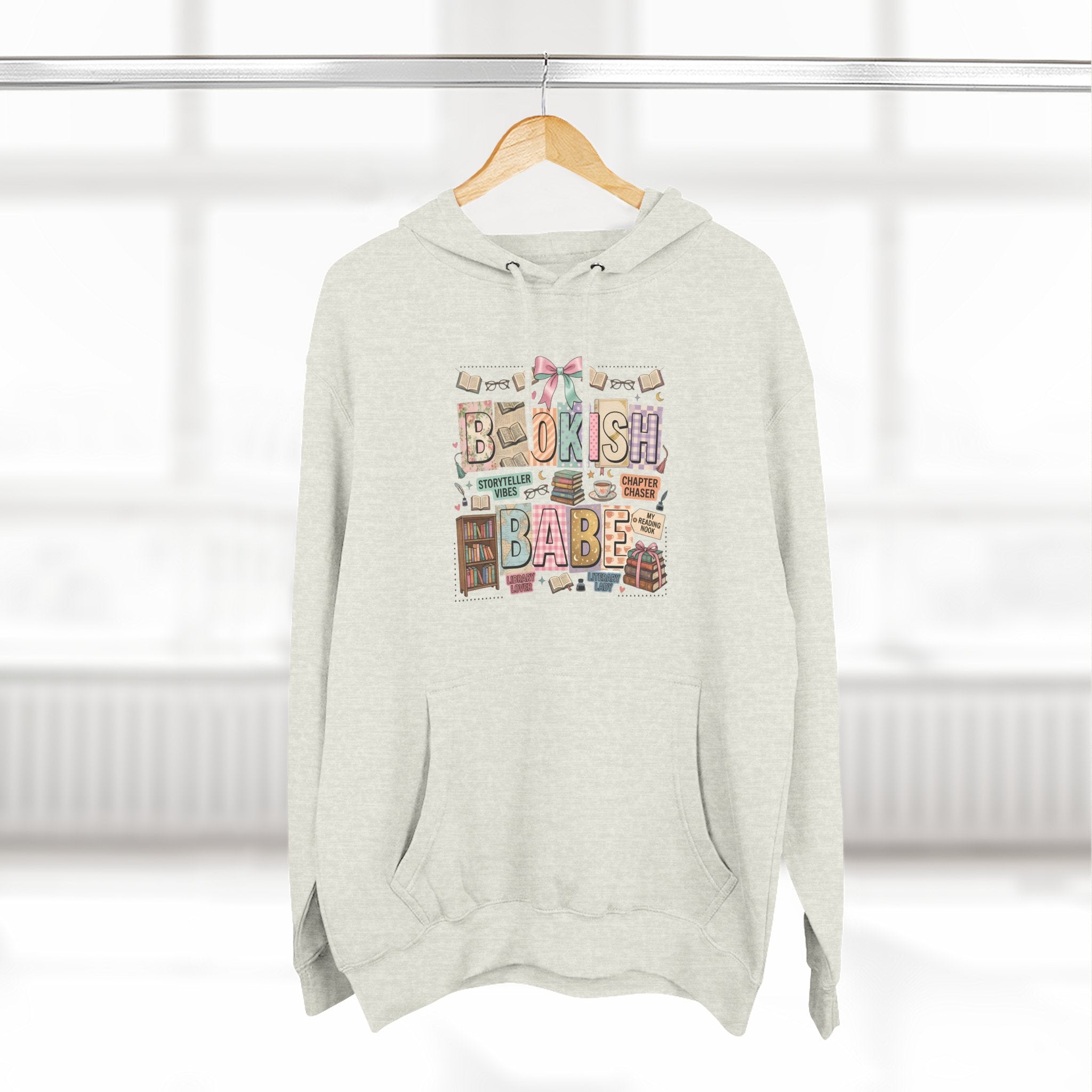 Bookish Babe Hoodie — Bohemian Vintage Collage Graphic Fleece Pullover