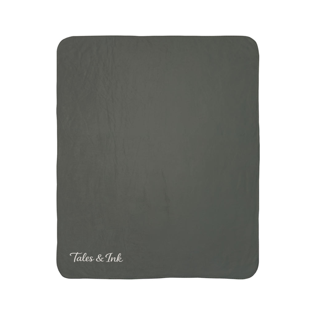 Copy of Sherpa Blanket – Soft Charcoal Fleece Cozy Throw (Tales & Ink Script)