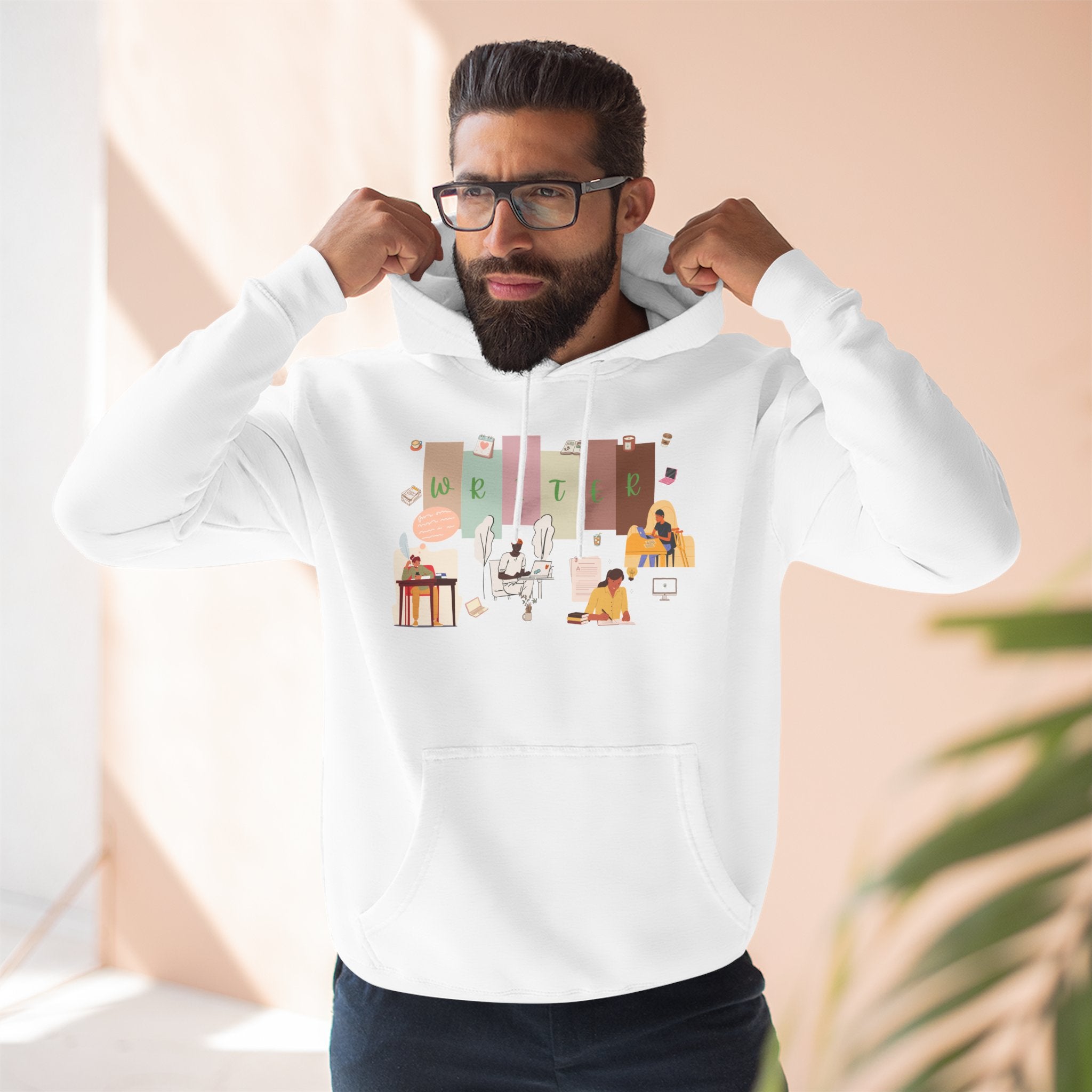 Writer Hoodie — Cozy Typewriter & Notebook Literary Sweatshirt