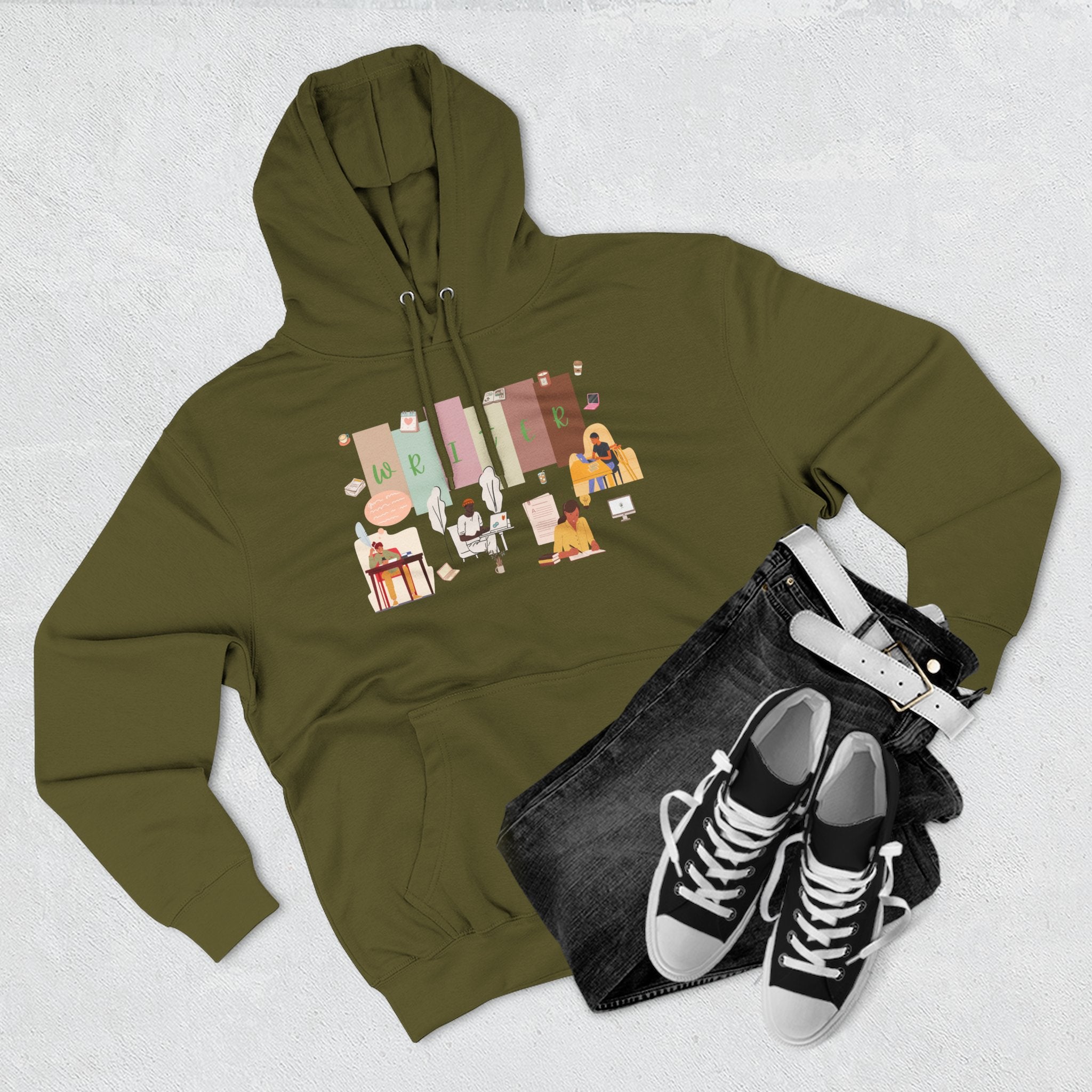 Writer Hoodie — Cozy Typewriter & Notebook Literary Sweatshirt